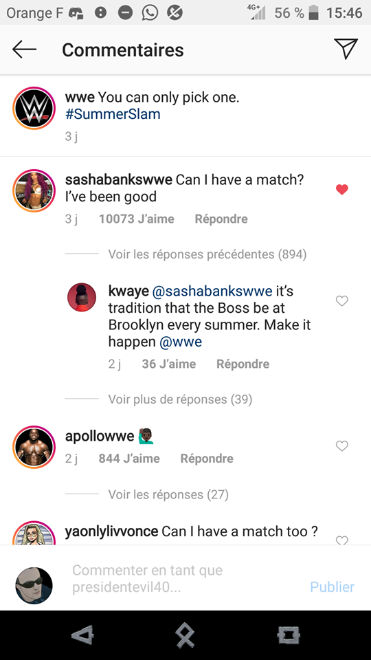 sasha banks summerslam commentaire